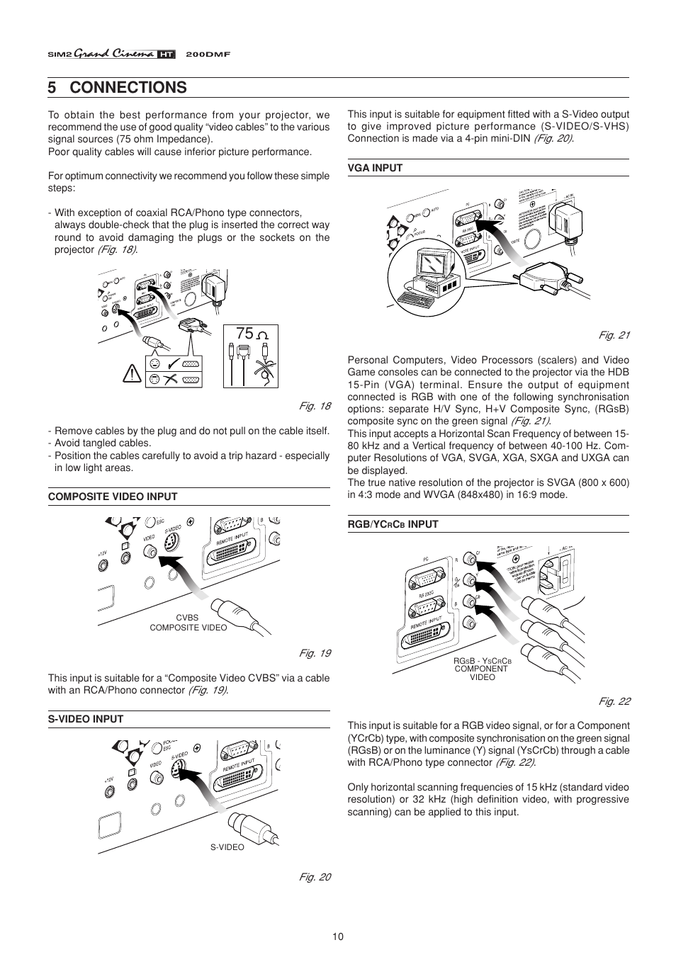 5 connections | Sim2 HT200 DMF User Manual | Page 10 / 22