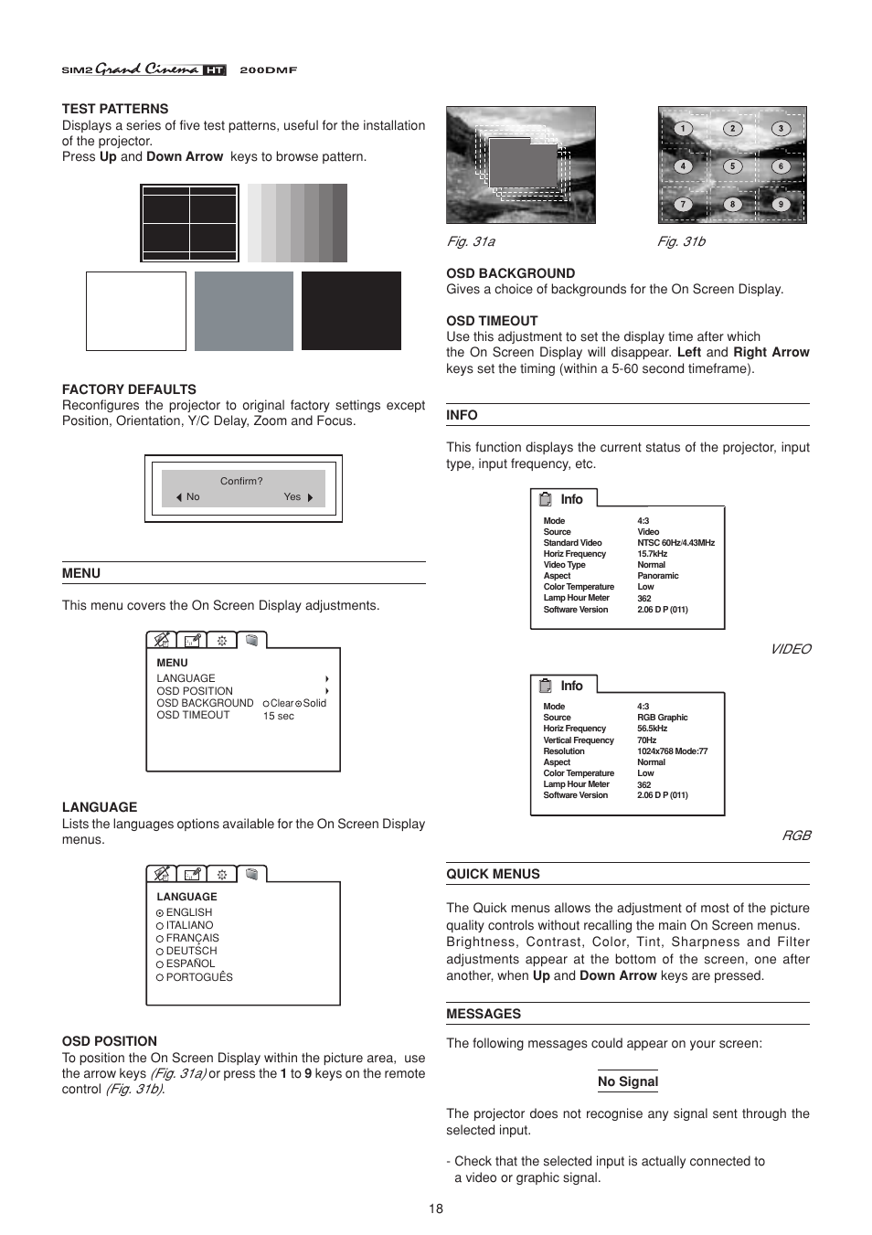 Sim2 HT200 DMF User Manual | Page 18 / 22