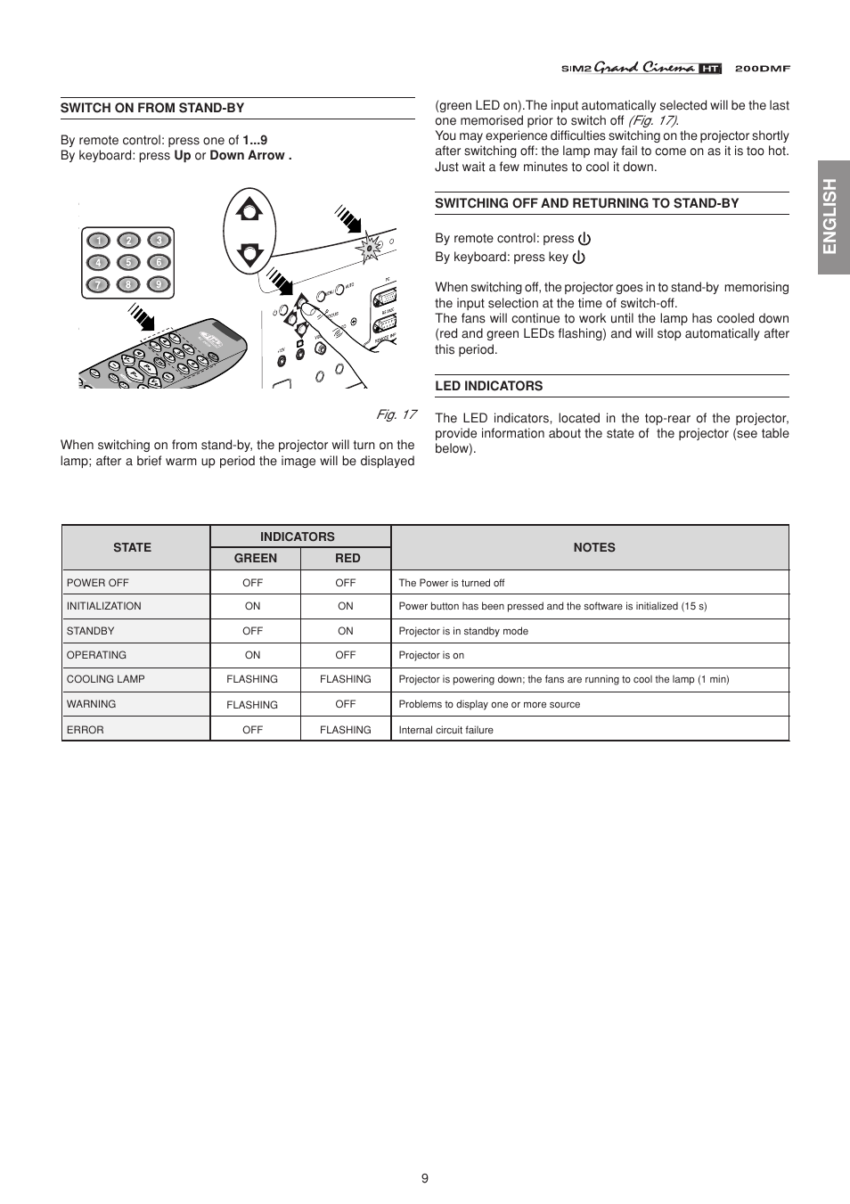 English | Sim2 HT200 DMF User Manual | Page 9 / 22
