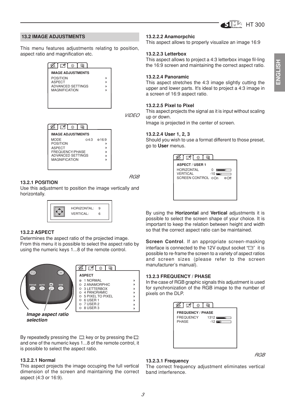 Ht 300, English | Sim2 HT300 User Manual | Page 3 / 10