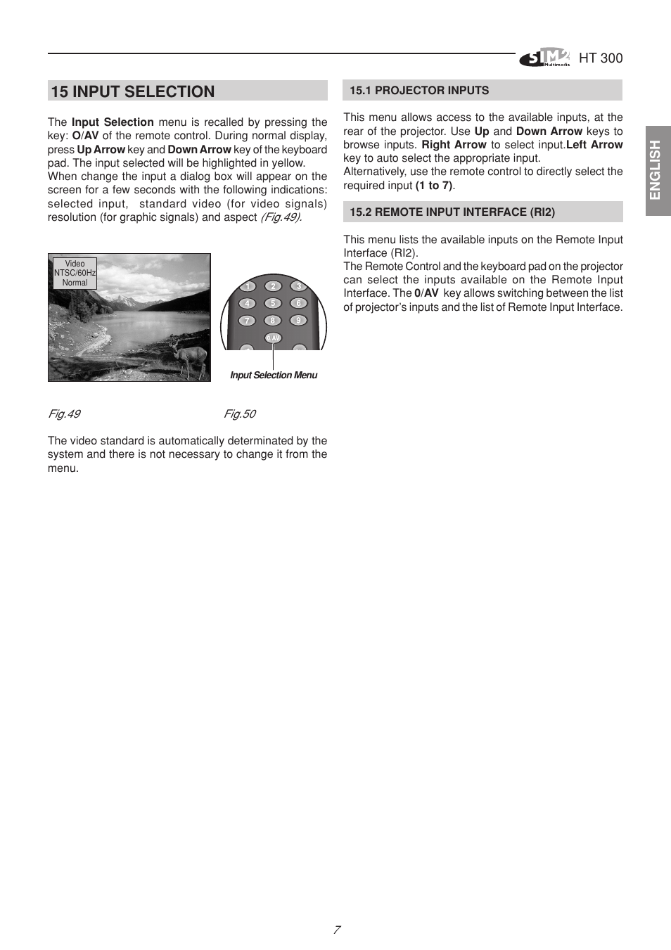 15 input selection | Sim2 HT300 User Manual | Page 7 / 10