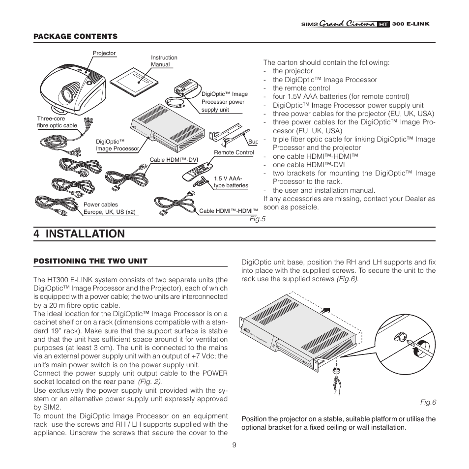 4 installation | Sim2 HT300 E-Link User Manual | Page 9 / 40