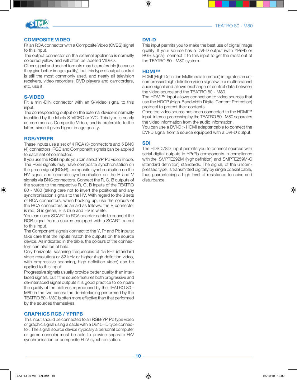 Sim2 Teatro 80 User Manual | Page 11 / 31