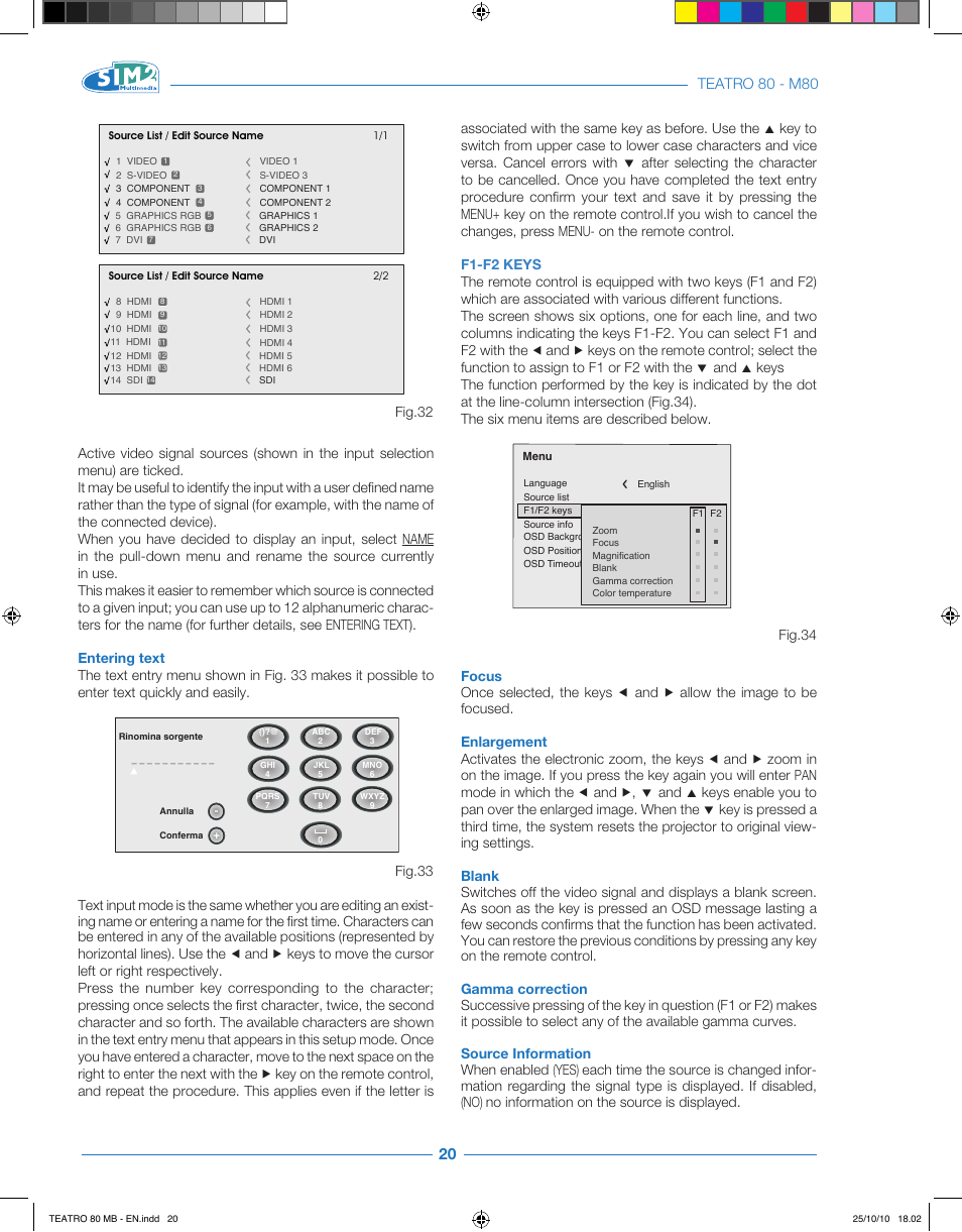 Sim2 Teatro 80 User Manual | Page 21 / 31