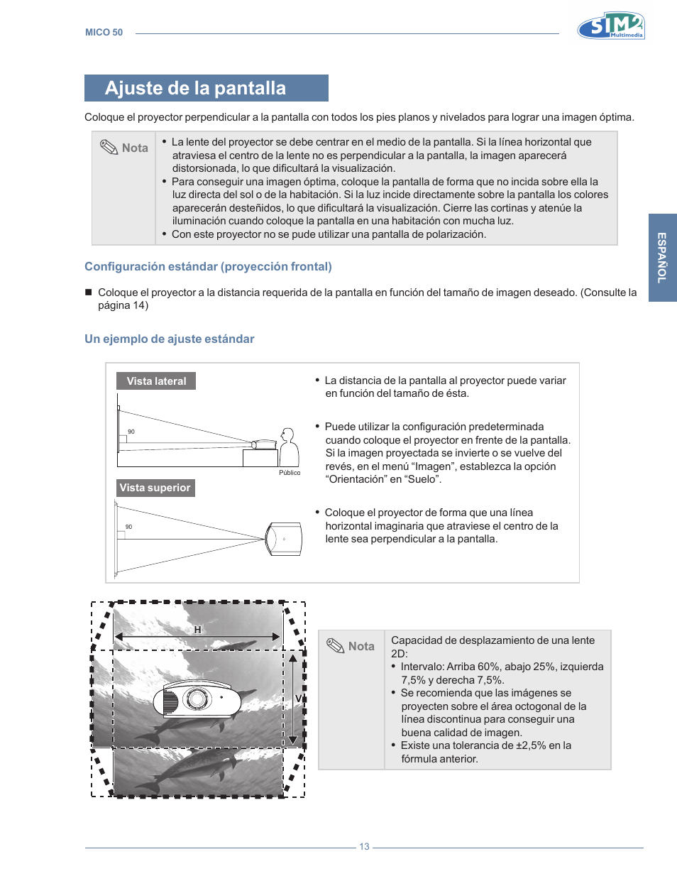 Ajuste de la pantalla | Sim2 MICO 50 User Manual | Page 153 / 277