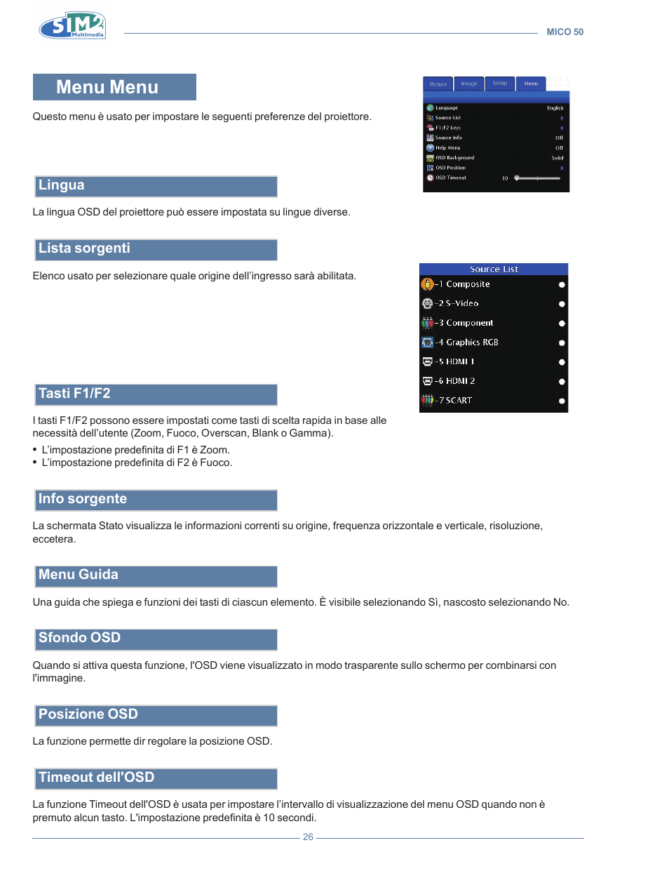 Menu menu | Sim2 MICO 50 User Manual | Page 28 / 277