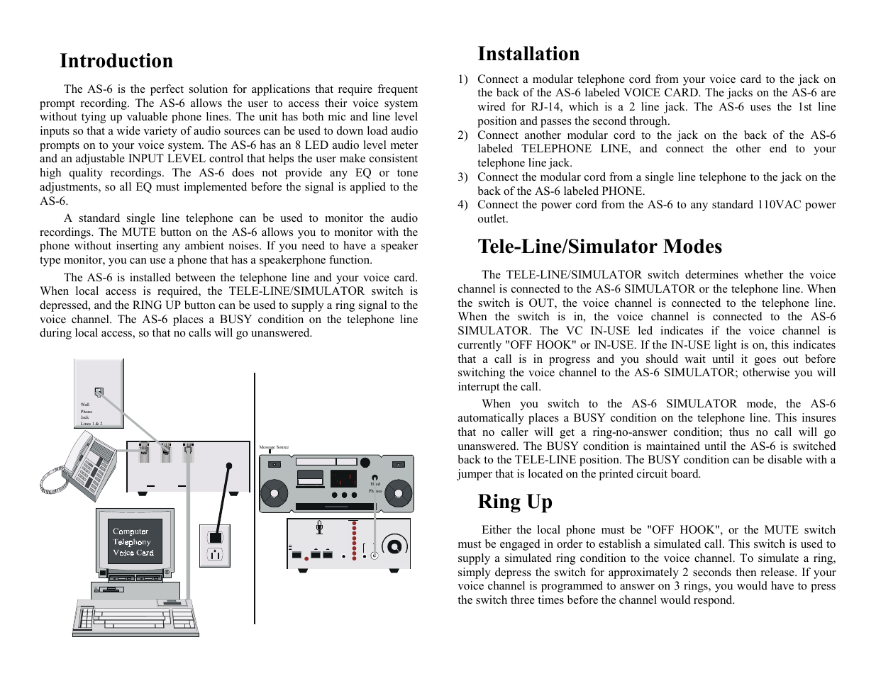 Skutch Electronics AS-6 User Manual | 3 pages