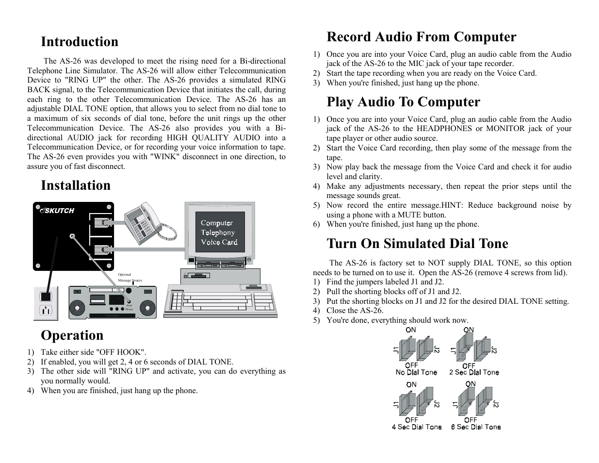 Skutch Electronics AS-26 User Manual | 2 pages