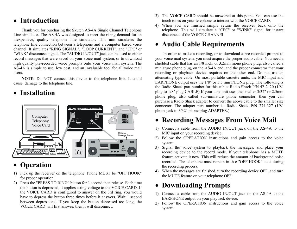 Skutch Electronics AS-4A User Manual | 2 pages