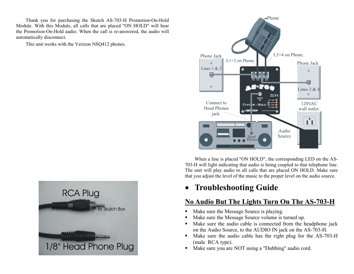 Skutch Electronics AS-703-H User Manual | 2 pages