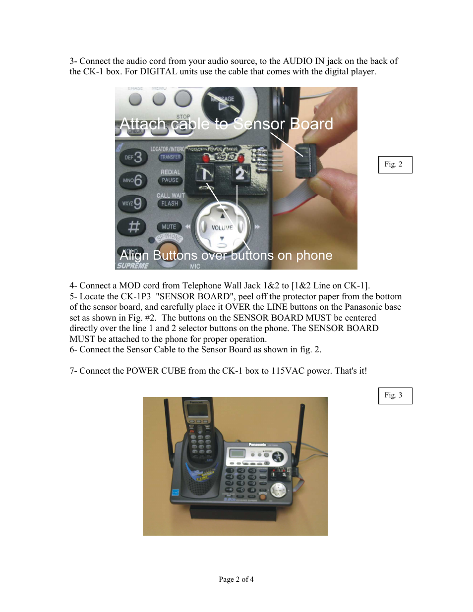 Attach cable to sensor board, Align buttons over buttons on phone | Skutch Electronics CK-1P3 User Manual | Page 2 / 4