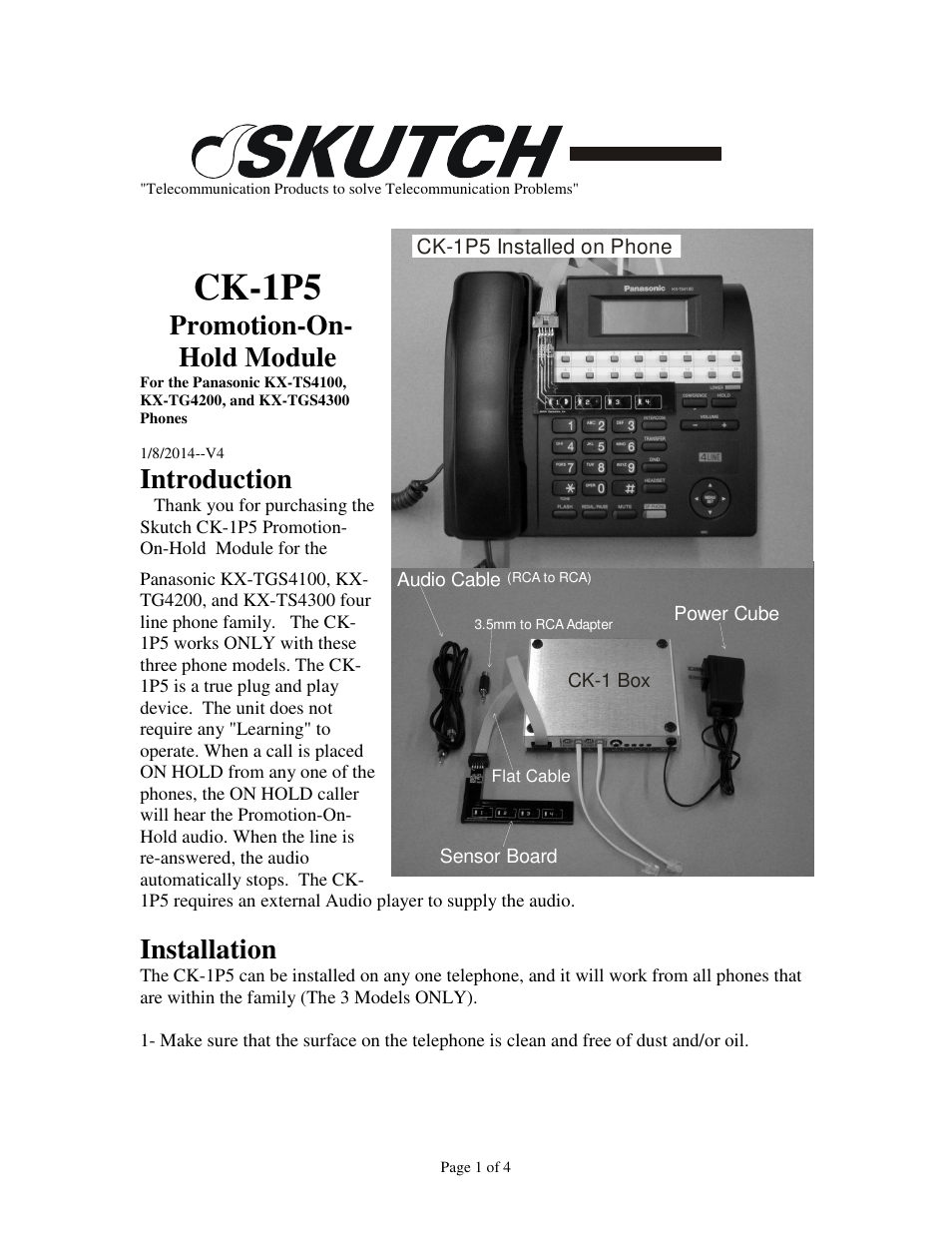 Skutch Electronics CK-1P5 User Manual | 4 pages