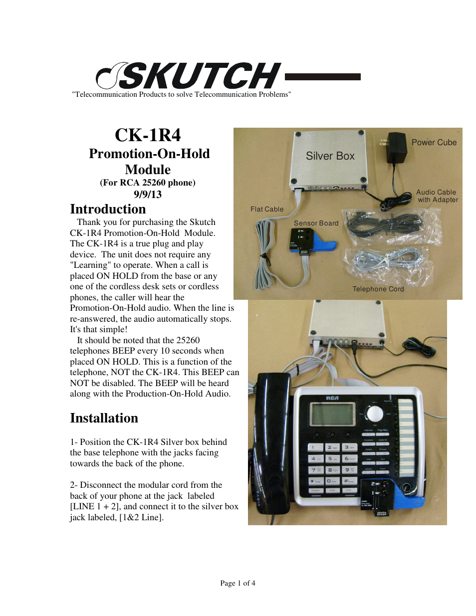 Skutch Electronics CK-1R4 User Manual | 4 pages