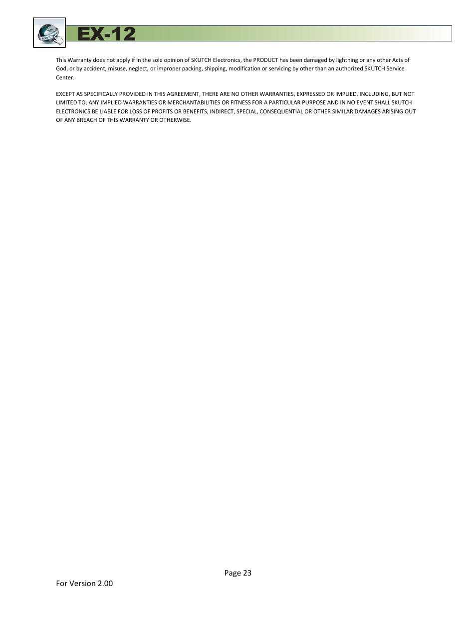 Ex-12 | Skutch Electronics EX-12 Technical Reference Guide User Manual | Page 23 / 25