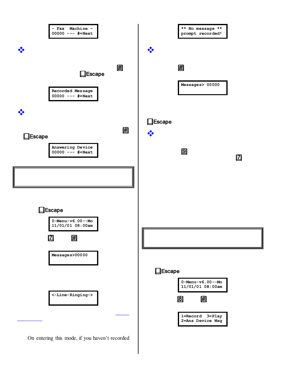 7 order taking, 8 out messages, Recorded messages | Answering devices, Manual activation, Volume control | Skutch Electronics BA-1000 Technical Reference Manual User Manual | Page 16 / 34