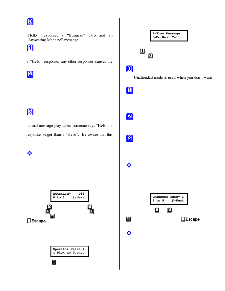 See in, Ring delay, Answer detect mode=2 | Attended= off, Unanswer ques= 1, Inring delay= 2, 0 = normal mode, 1 = hello mode, 2 = answering machine only mode, 3 = htad mode | Skutch Electronics BA-1000 Technical Reference Manual User Manual | Page 25 / 34