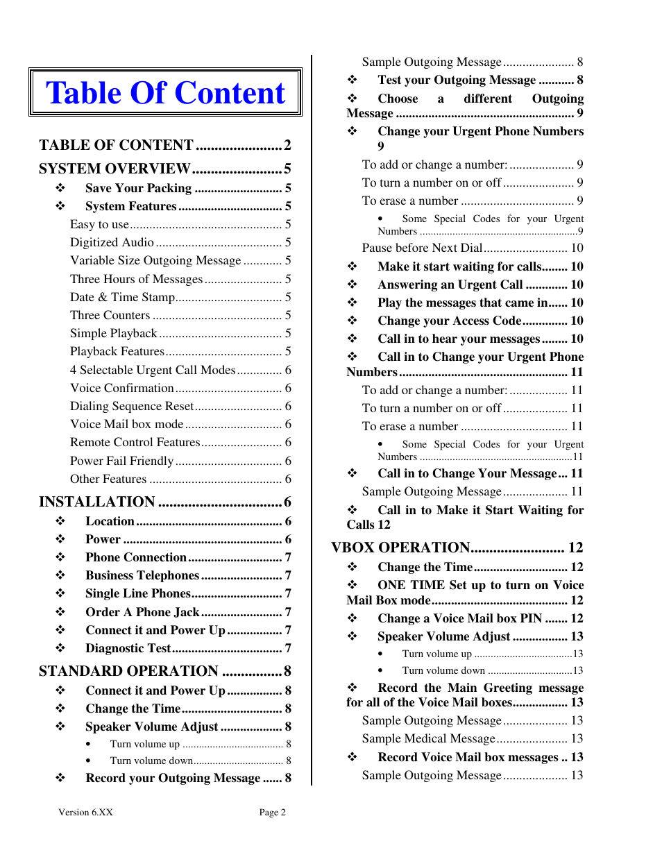 Table of content | Skutch Electronics BA-1000-A Technical Reference Guide User Manual | Page 2 / 25