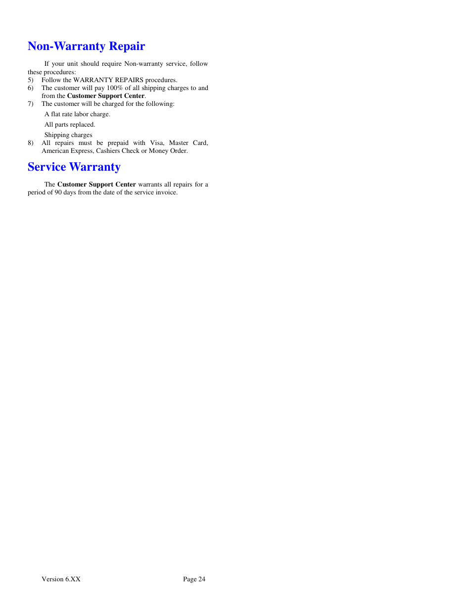 Non-warranty repair, Service warranty | Skutch Electronics BA-1000-A Technical Reference Guide User Manual | Page 24 / 25