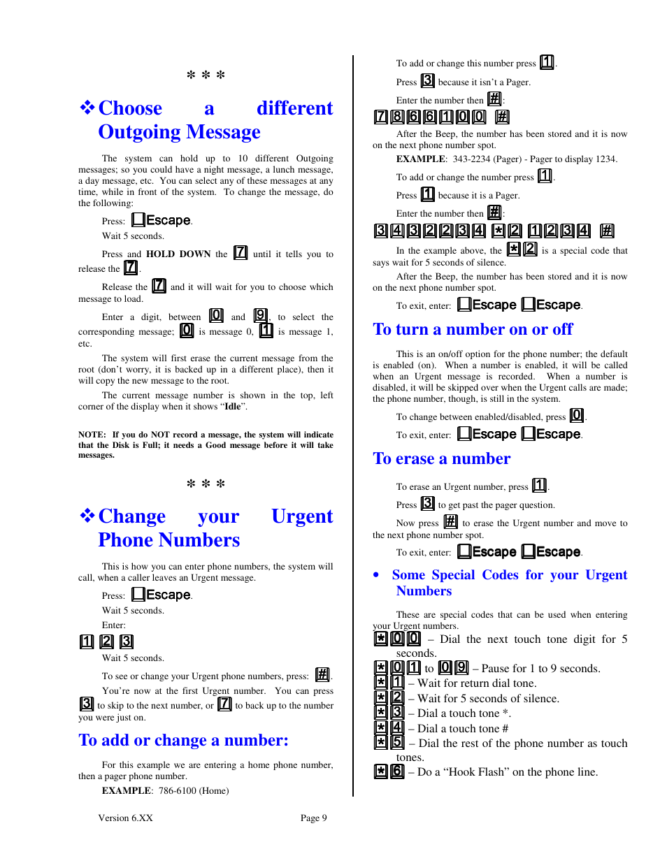 Choose a different outgoing message, Change your urgent phone numbers | Skutch Electronics BA-1000-A Technical Reference Guide User Manual | Page 9 / 25