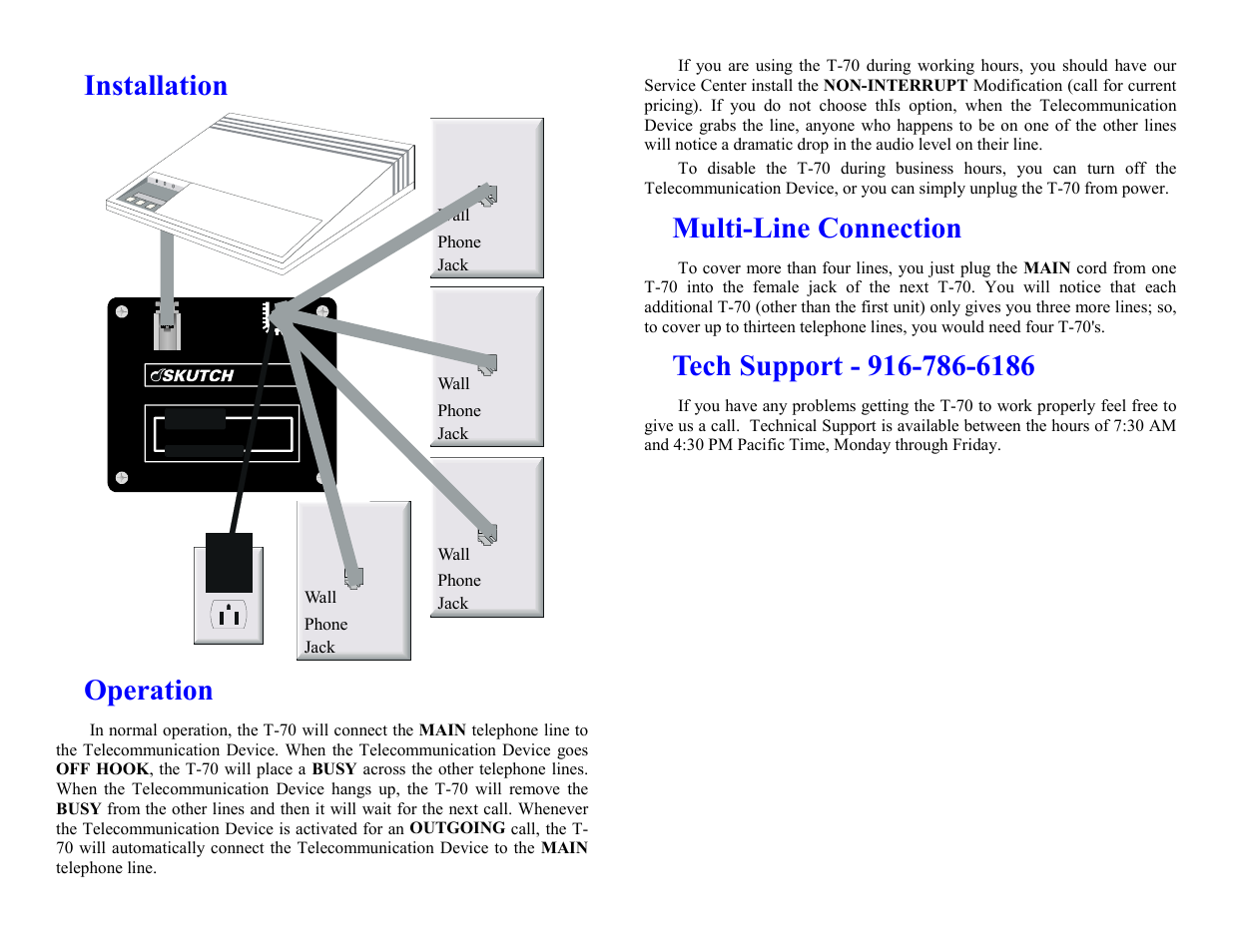 Skutch Electronics T-70 User Manual | 2 pages