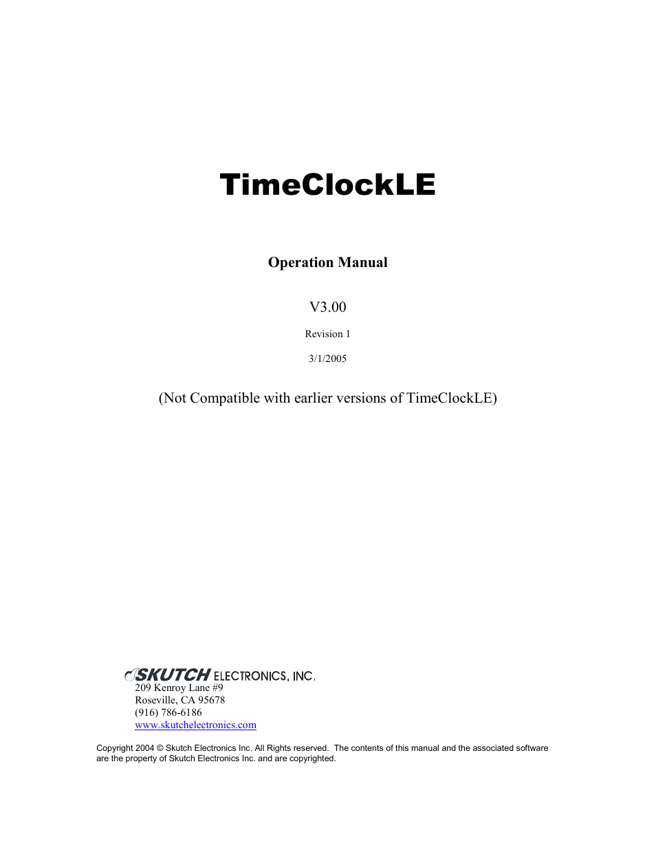 Skutch Electronics TimeClockLE User Manual | 19 pages