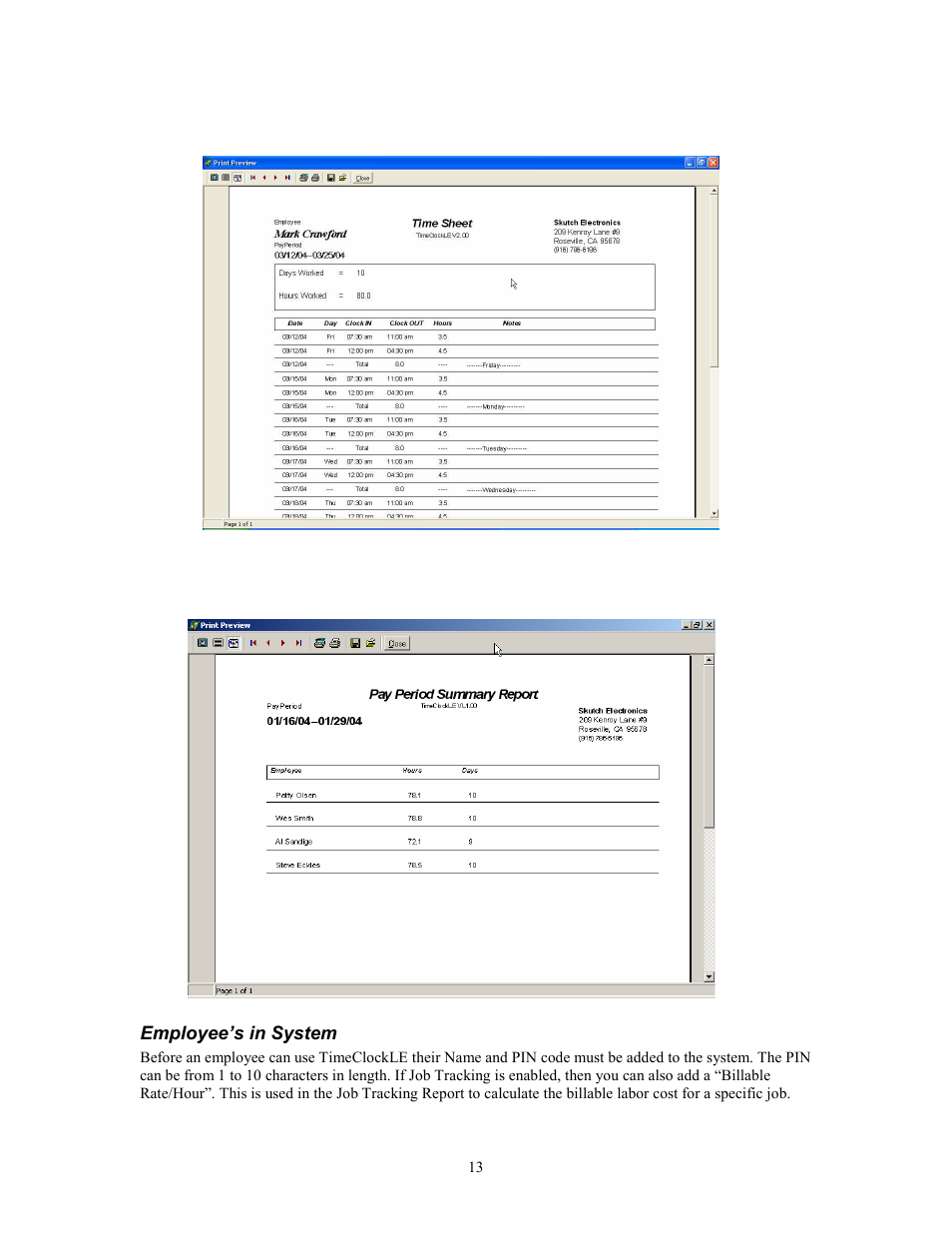 Skutch Electronics TimeClockLE User Manual | Page 13 / 19