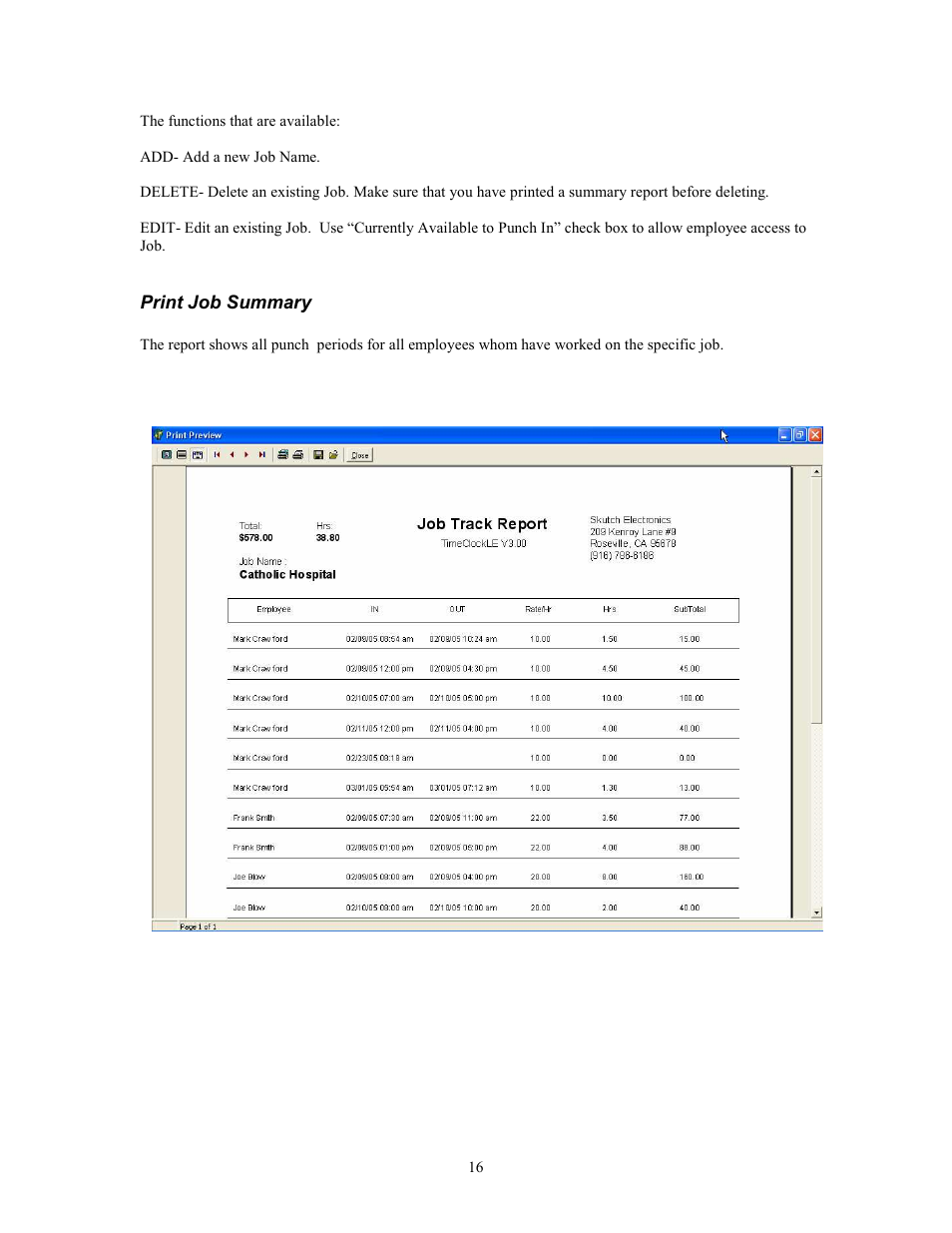 Skutch Electronics TimeClockLE User Manual | Page 16 / 19
