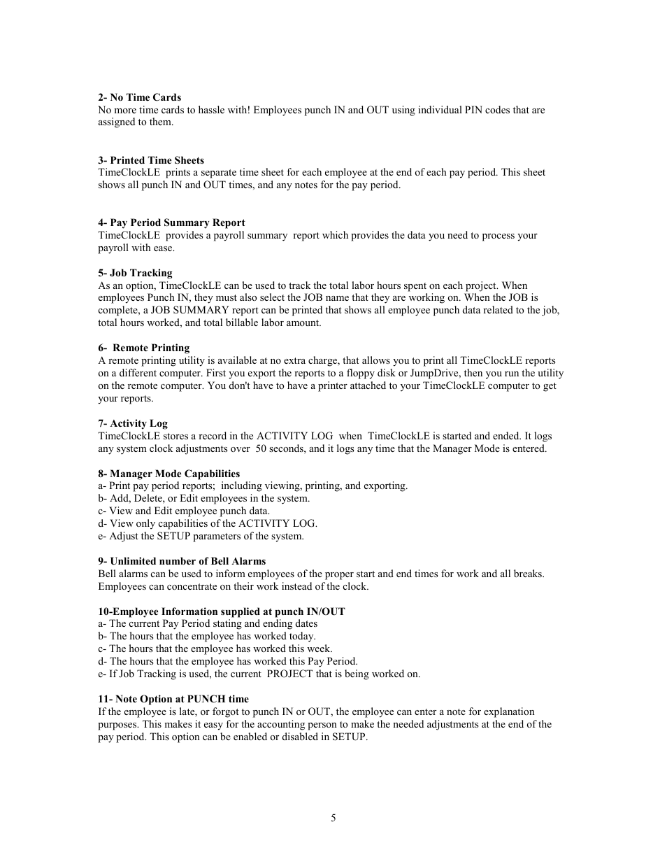 Skutch Electronics TimeClockLE User Manual | Page 5 / 19