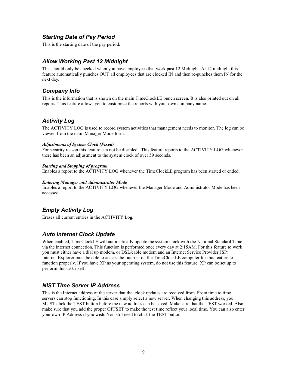 Skutch Electronics TimeClockLE User Manual | Page 9 / 19