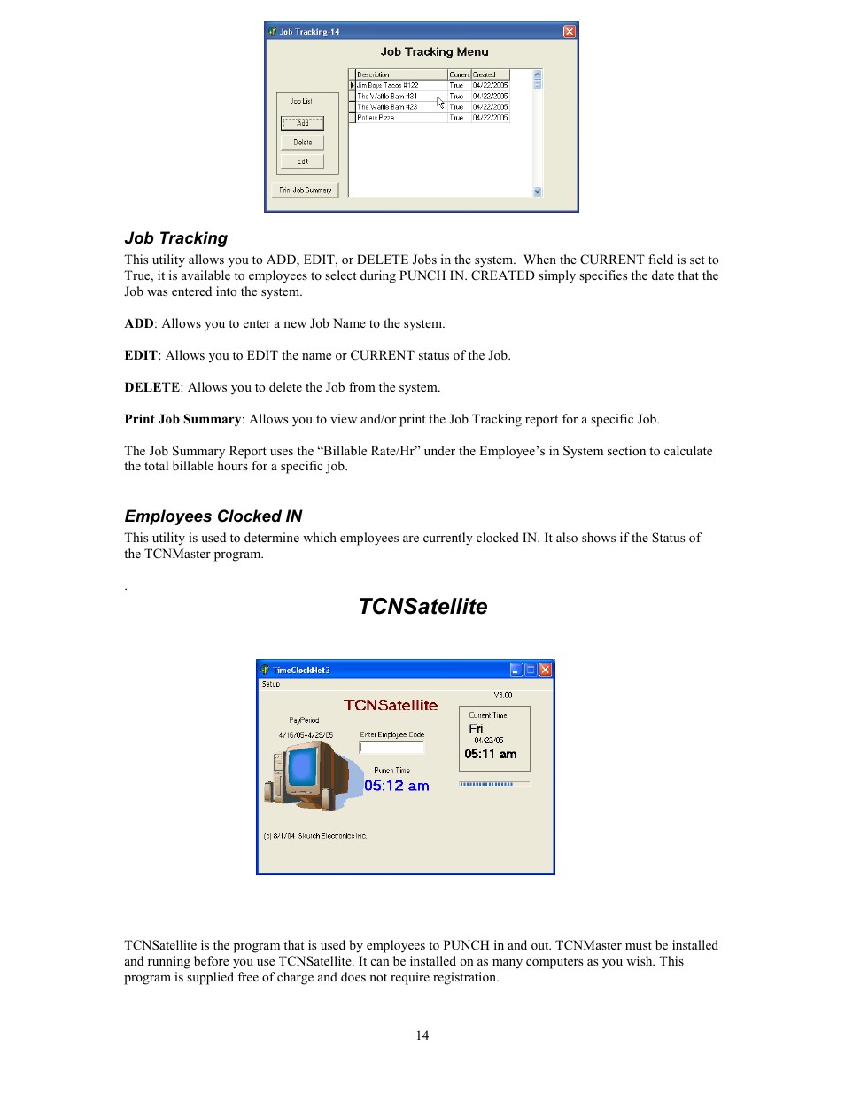 Tcnsatellite | Skutch Electronics TimeClockNet 3 User Manual | Page 14 / 17