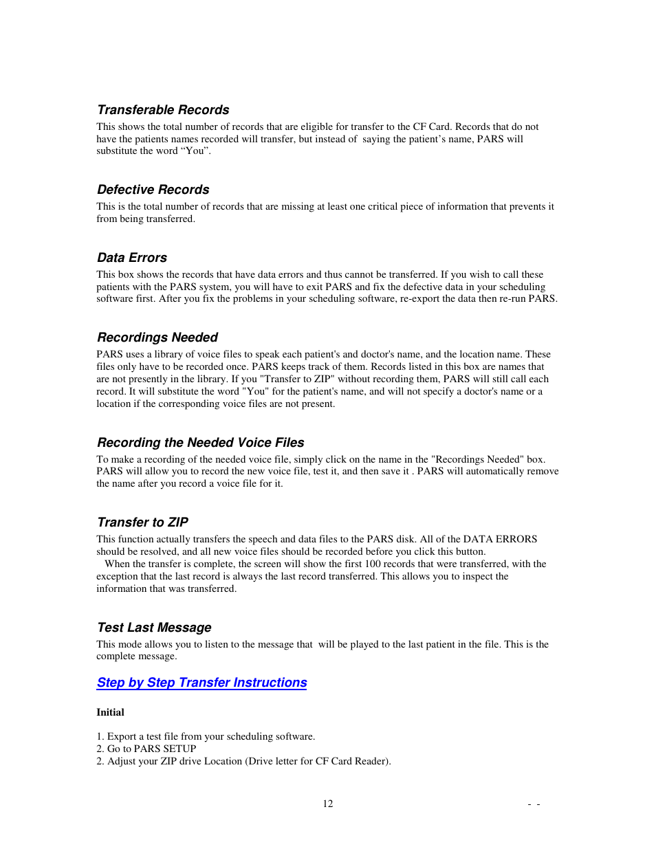 Skutch Electronics PARS Computerized v1.03 User Manual | Page 12 / 13