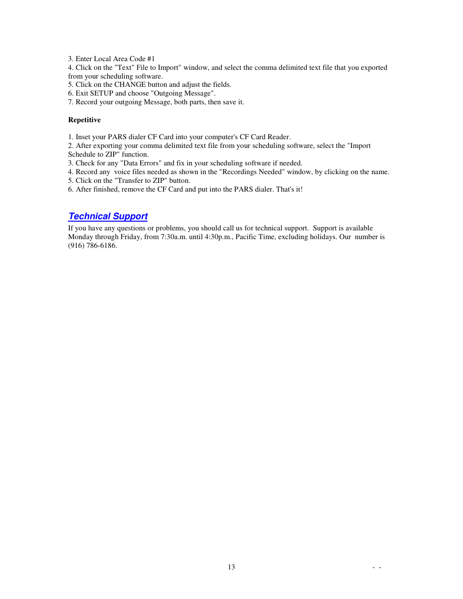 Skutch Electronics PARS Computerized v1.03 User Manual | Page 13 / 13