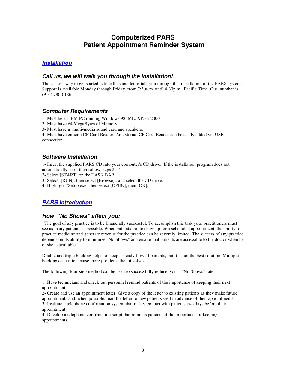 Skutch Electronics PARS Computerized v1.03 User Manual | Page 3 / 13