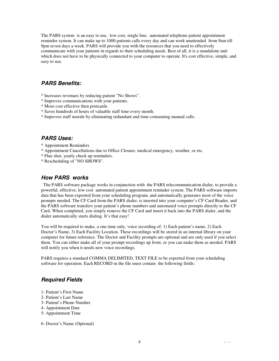 Skutch Electronics PARS Computerized v1.03 User Manual | Page 4 / 13