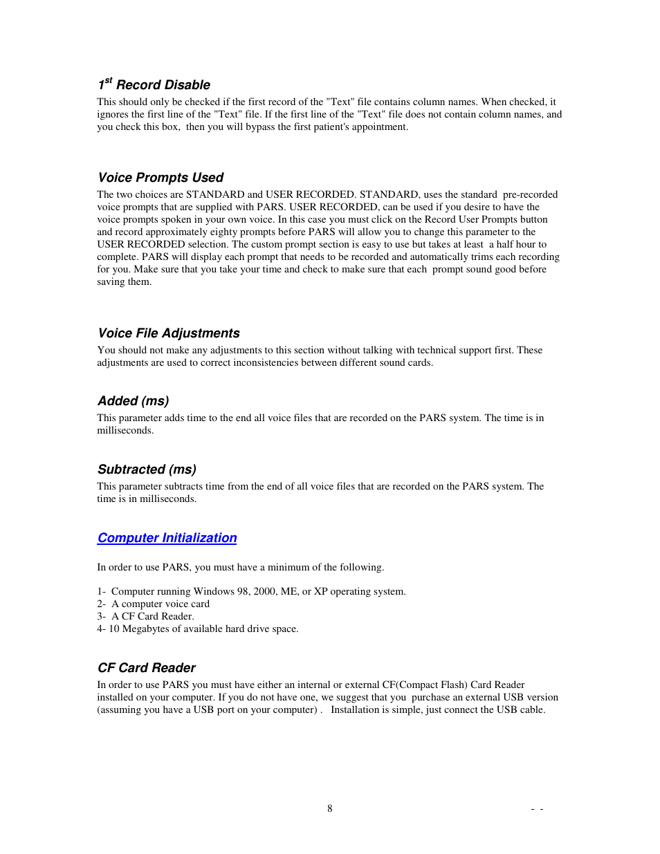 Skutch Electronics PARS Computerized v1.03 User Manual | Page 8 / 13