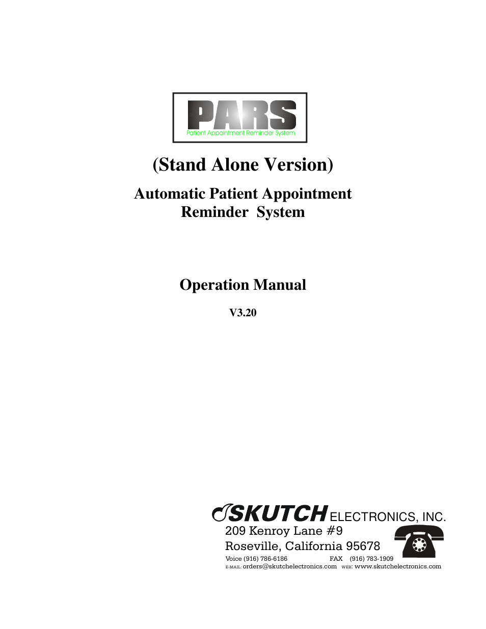 Skutch Electronics PARS v3.2X User Manual | 13 pages