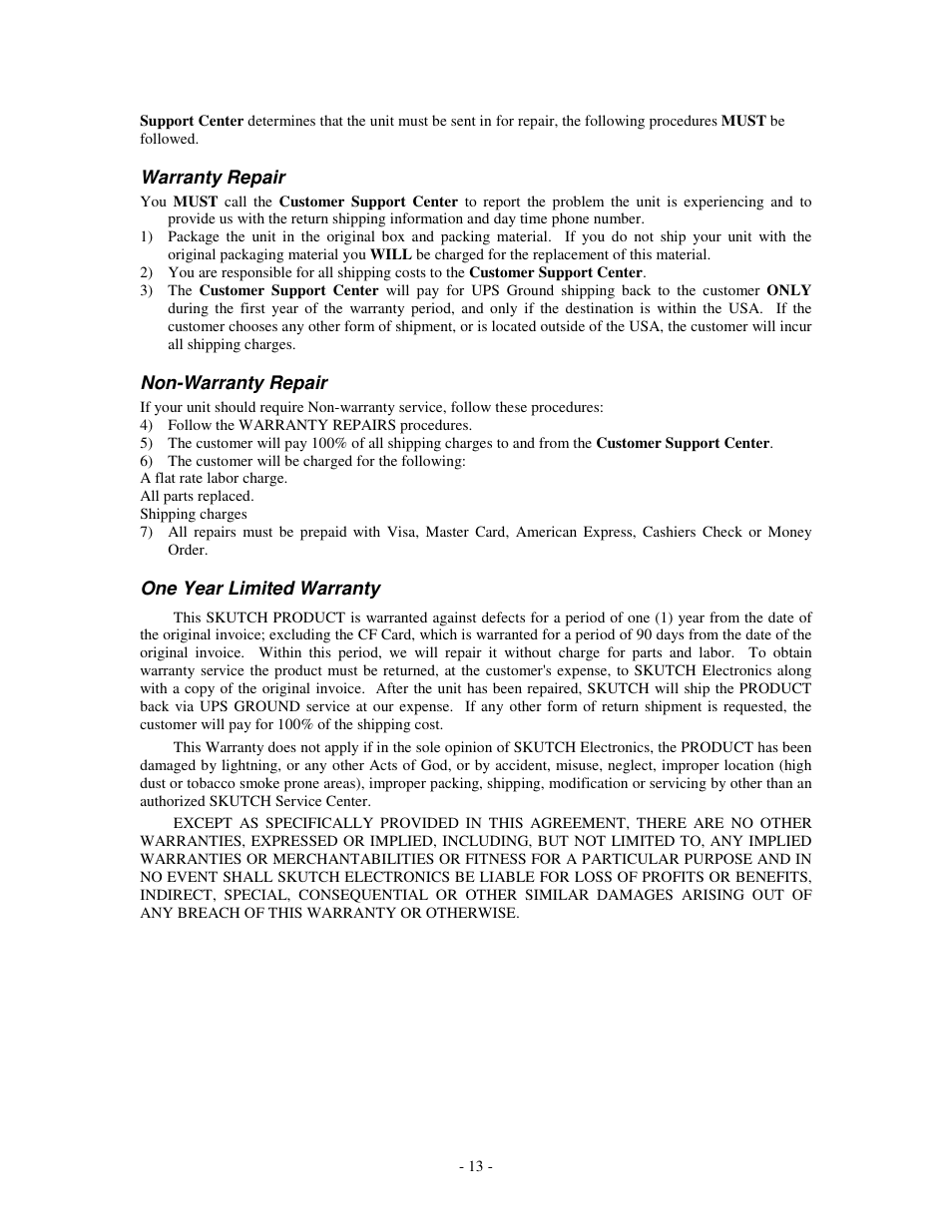 Skutch Electronics PARS v3.2X User Manual | Page 13 / 13