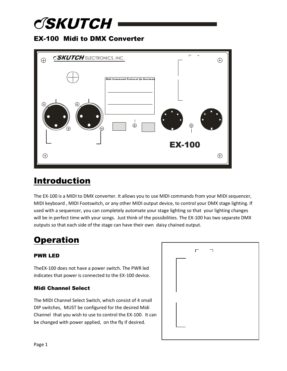 Skutch Electronics EX-100 User Manual | 7 pages