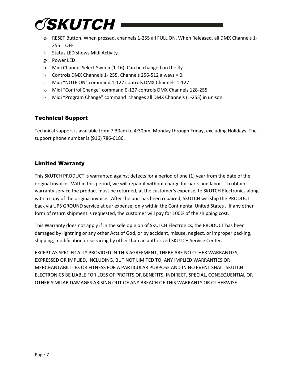 Skutch Electronics EX-100 User Manual | Page 7 / 7