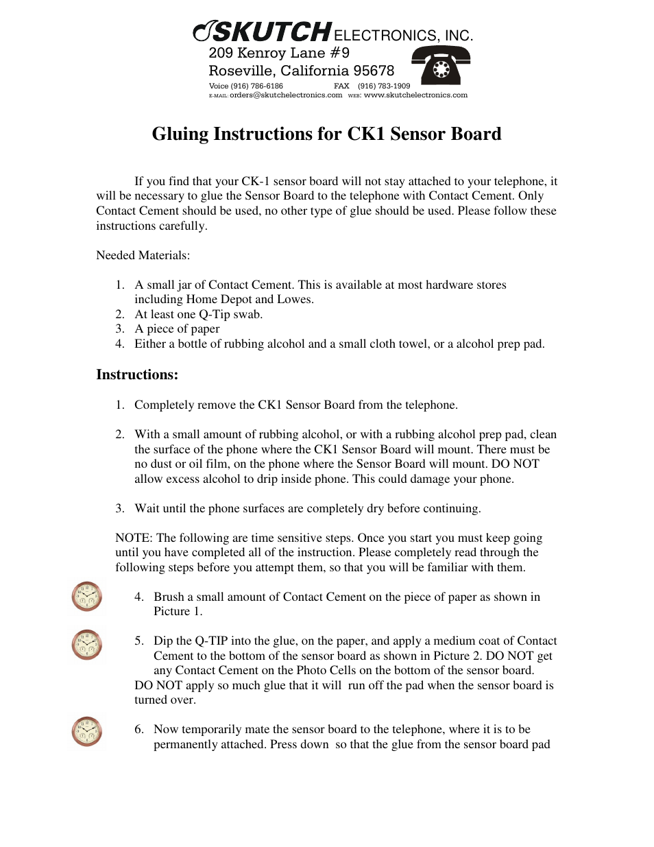Skutch Electronics CK1 User Manual | 3 pages