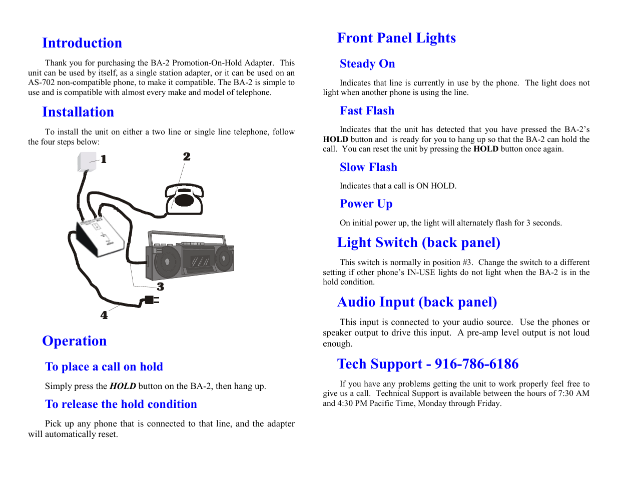 Skutch Electronics BA-2 User Manual | 2 pages