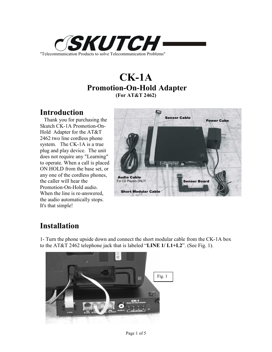 Skutch Electronics CK-1A User Manual | 5 pages