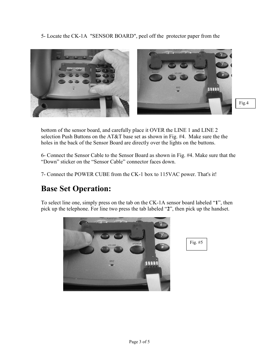 Base set operation | Skutch Electronics CK-1A User Manual | Page 3 / 5