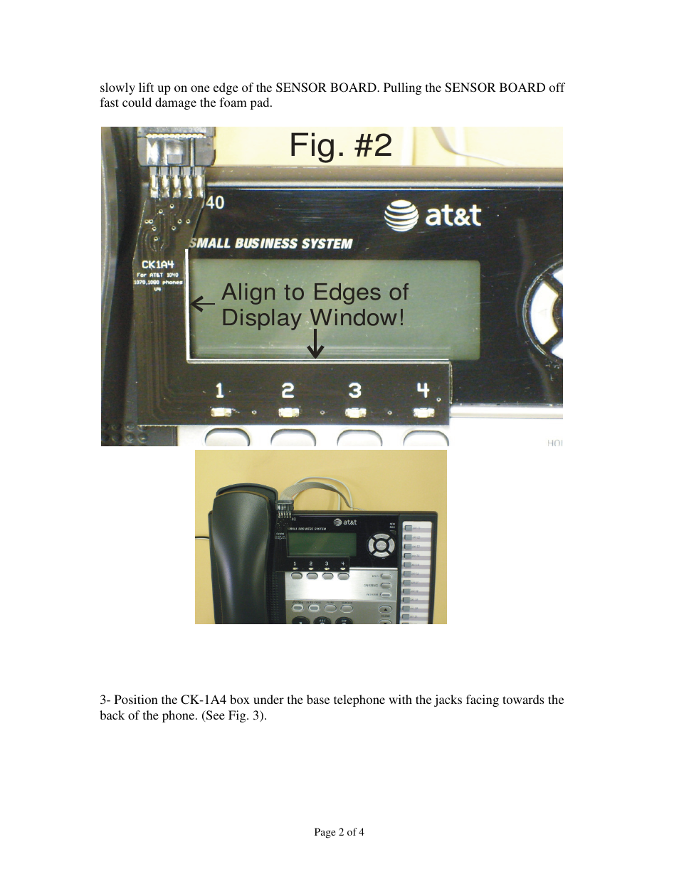 Fig. #2, Align to edges of display window | Skutch Electronics CK-1A4 Rev.2 User Manual | Page 2 / 4