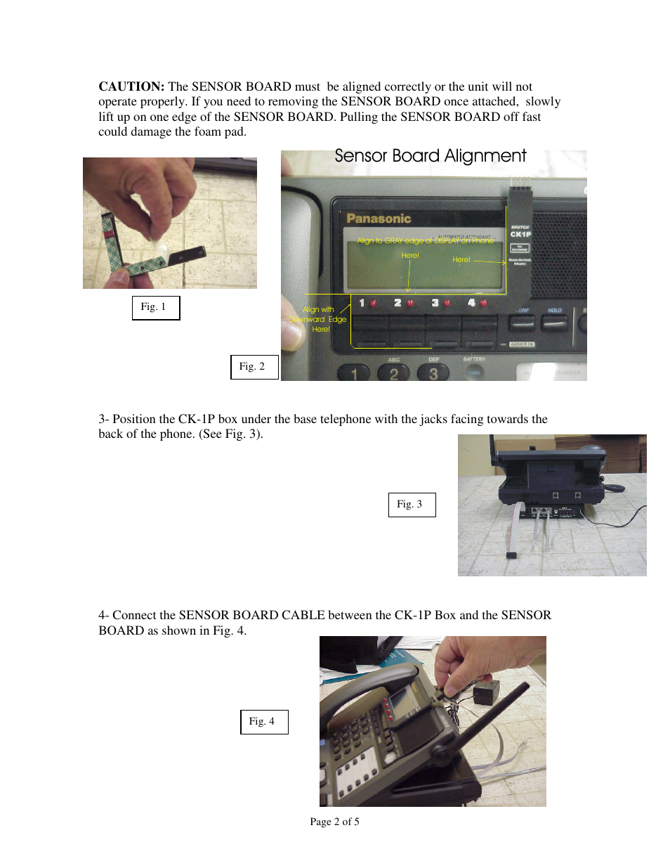 Sensor board alignment | Skutch Electronics CK-1P User Manual | Page 2 / 5