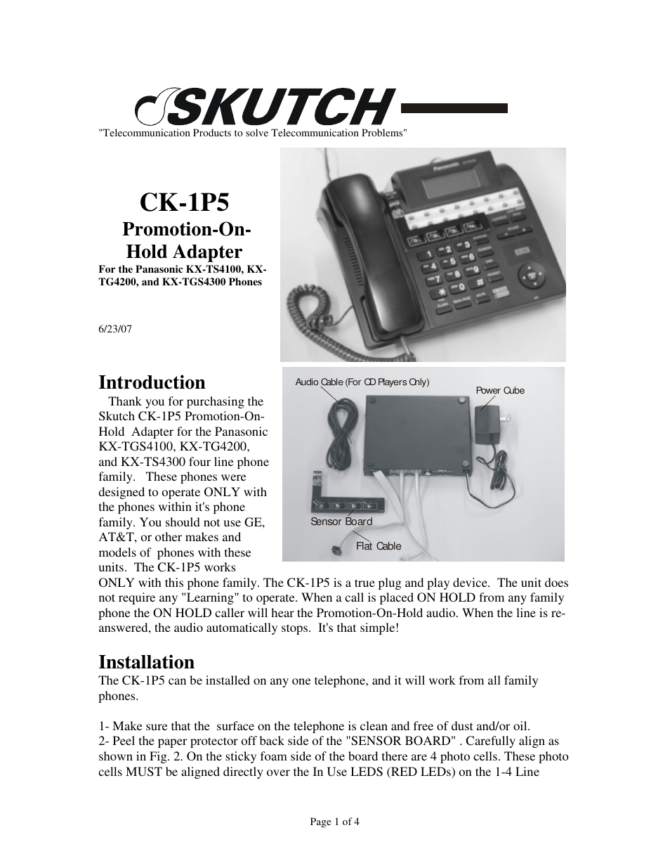 Skutch Electronics CK-1P5 User Manual | 4 pages