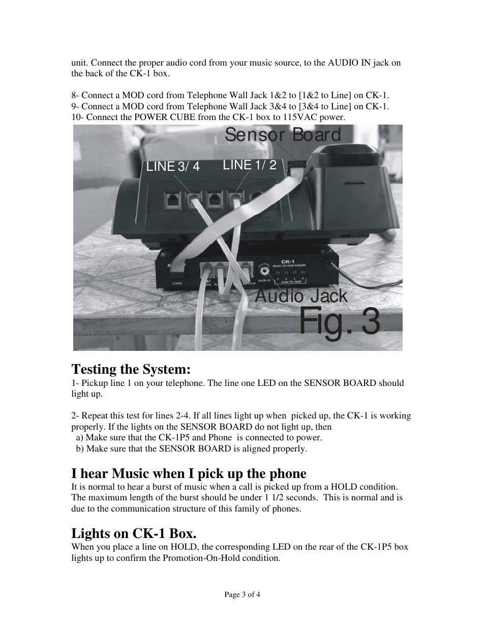 Fig. 3, Sensor board audio jack | Skutch Electronics CK-1P5 User Manual | Page 3 / 4