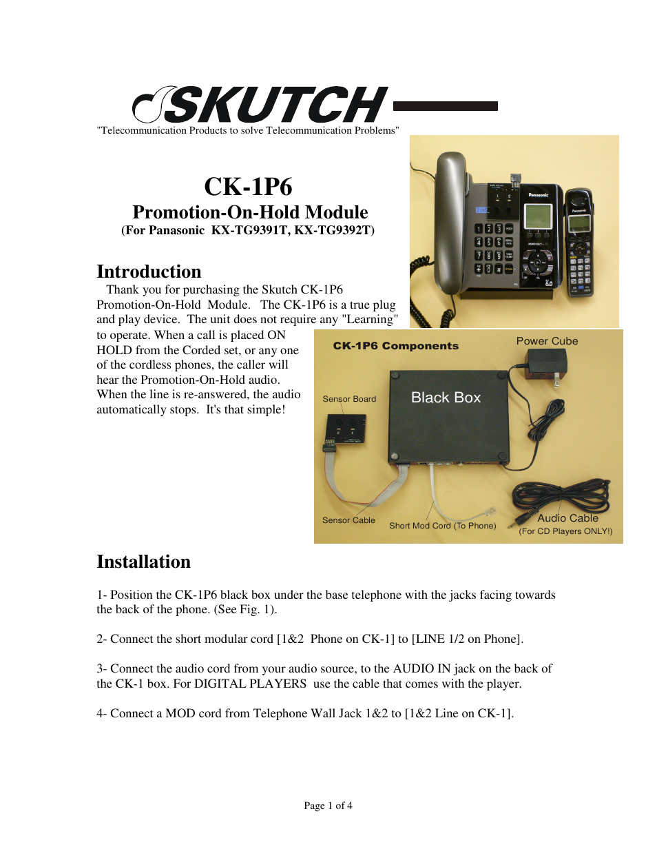 Skutch Electronics CK-1P6 User Manual | 4 pages