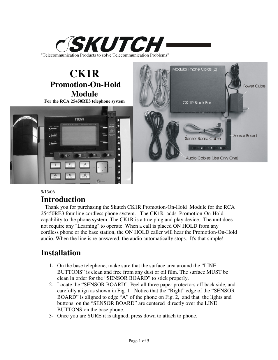 Skutch Electronics CK1R User Manual | 5 pages