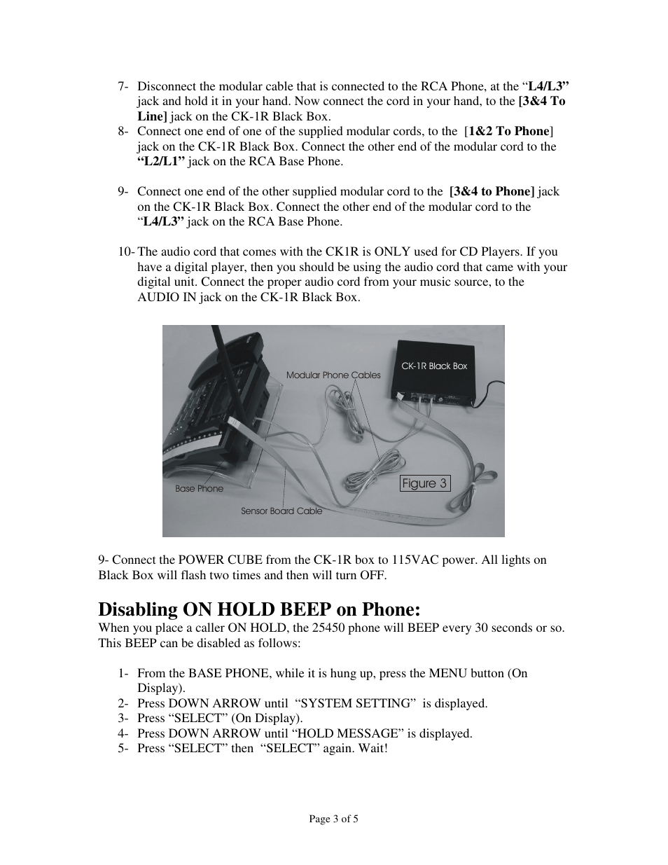 Disabling on hold beep on phone | Skutch Electronics CK1R User Manual | Page 3 / 5